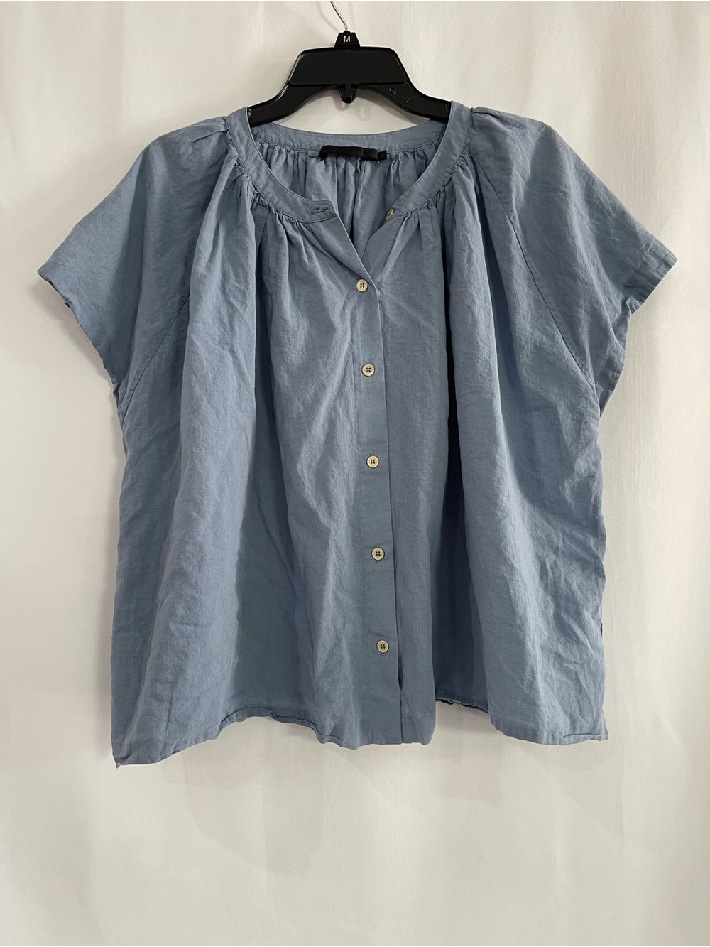Jenni Kayne Willow blouse vintage blue size Large oversized billowy linen blend